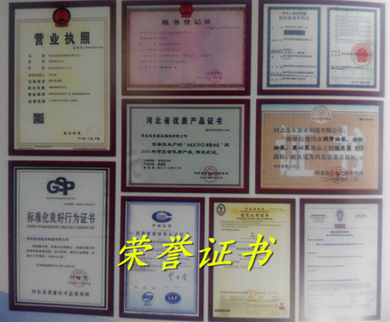 遠(yuǎn)東泵業(yè)資質(zhì)